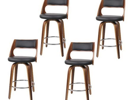 Artiss 4x Bar Stools Swivel Leather Chair 65cm For Sale