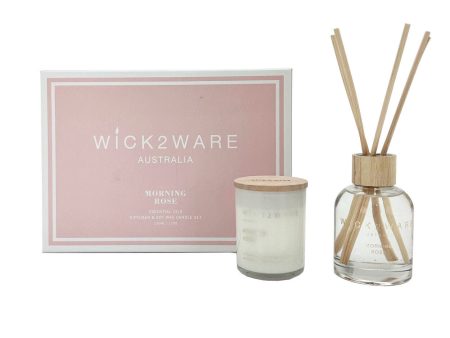 Wick2Ware Australia Morning Rose Essential Oils Diffuser and Soy Wax Candle Set For Discount