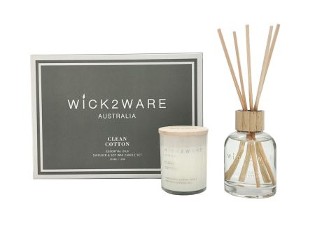 Wick2Ware Australia Clean Cotton Essential Oils Diffuser and Soy Wax Candle Set Supply