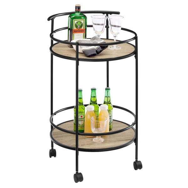 Sarantino Reno Mini Bar Cart Caddy - Grey Oak Cheap