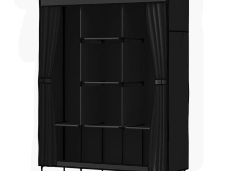 Artiss Large Portable Clothes Closet Wardrobe with Shelf Black Online Sale