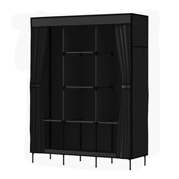 Artiss Large Portable Clothes Closet Wardrobe with Shelf Black Online Sale