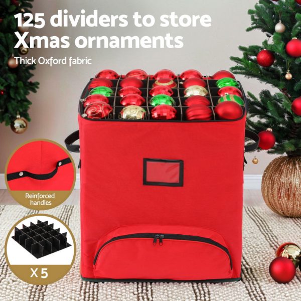 Jingle Jollys Christmas Baubles Storage Cart Roller 125 Dividers Sale