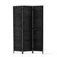 Artiss 3 Panel Room Divider Screen 123x170cm Woven Black Online now