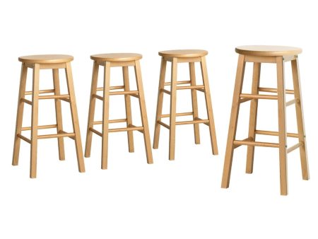 Artiss 4x Bar Stools Round Chairs Wooden Nature Online