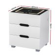 Artiss Smart Bedside Table 3 Drawers with Wireless Charging Ports LED White ADAD Sale