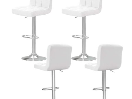 Artiss 4x Bar Stools Leather Gas Lift White Hot on Sale