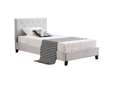 Winston Light Grey Velvet Tufted Bed - King Single Online Sale