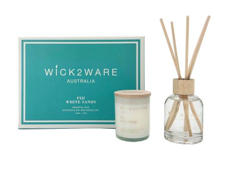 Wick2Ware Australia Fiji White Sands Essential Oils Diffuser and Soy Wax Candle Set Sale