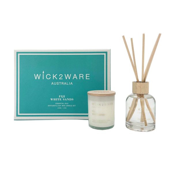 Wick2Ware Australia Fiji White Sands Essential Oils Diffuser and Soy Wax Candle Set Sale