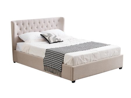 Cambridge Tan Beige Linen Tufted Bed - king Online Hot Sale