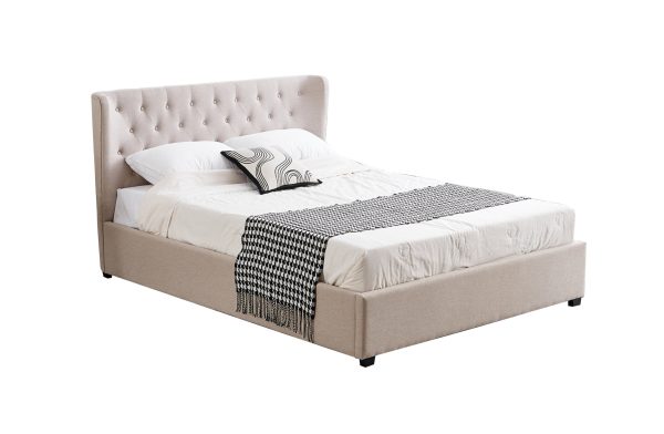 Cambridge Tan Beige Linen Tufted Bed - king Online Hot Sale