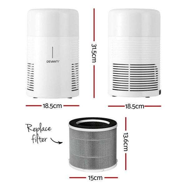 Devanti Air Purifier 3-layer HEPAh11 Filter Home Freshener Carbon PM2.5 Remover For Cheap