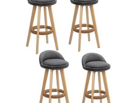 Artiss 4x Bar Stools Padded Linen Wooden Grey Discount