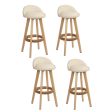 Artiss 4x Bar Stools Padded Leather Wooden Beige For Discount