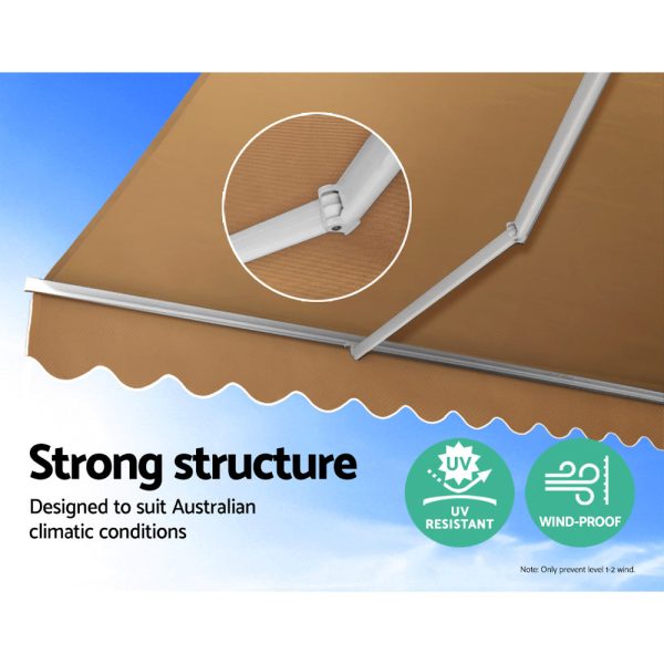 Instahut Retractable Folding Arm Awning Manual Sunshade 4Mx2.5M Beige For Discount