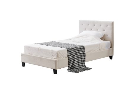 Winston Beige Velvet Tufted Bed - King Single on Sale