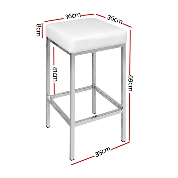 Artiss 4x Bar Stools Leather Padded Metal White Hot on Sale