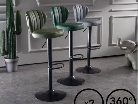 Bar Stools Kitchen Bar Stool Leather Barstools Swivel Gas Lift Counter Chairs x2 BS8405 Black For Cheap