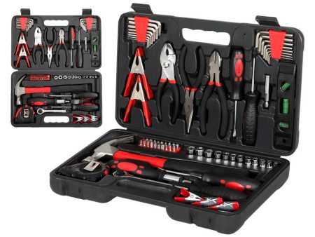 Giantz 70pcs Tool Kit Set Box Household Toolbox Repair Hard Case Black Sale