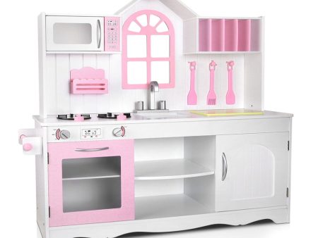 Keezi Kids Kitchen Play Set Wooden Pretend Toys Cooking Children Storage Cabinet For Discount