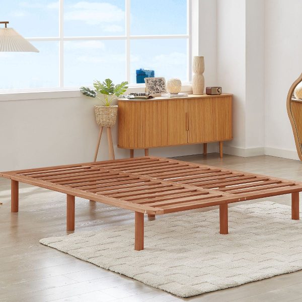 Bondi Wooden Pinewood Bed Base in Walnut - King Single For Sale