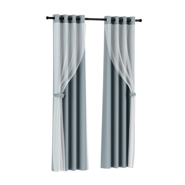 Artiss 2X 132x274cm Blockout Sheer Curtains Light Grey Online Sale