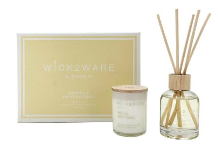 Wick2Ware Australia Tropical Honeysuckle Essential Oils Diffuser and Soy Wax Candle Set Online Hot Sale